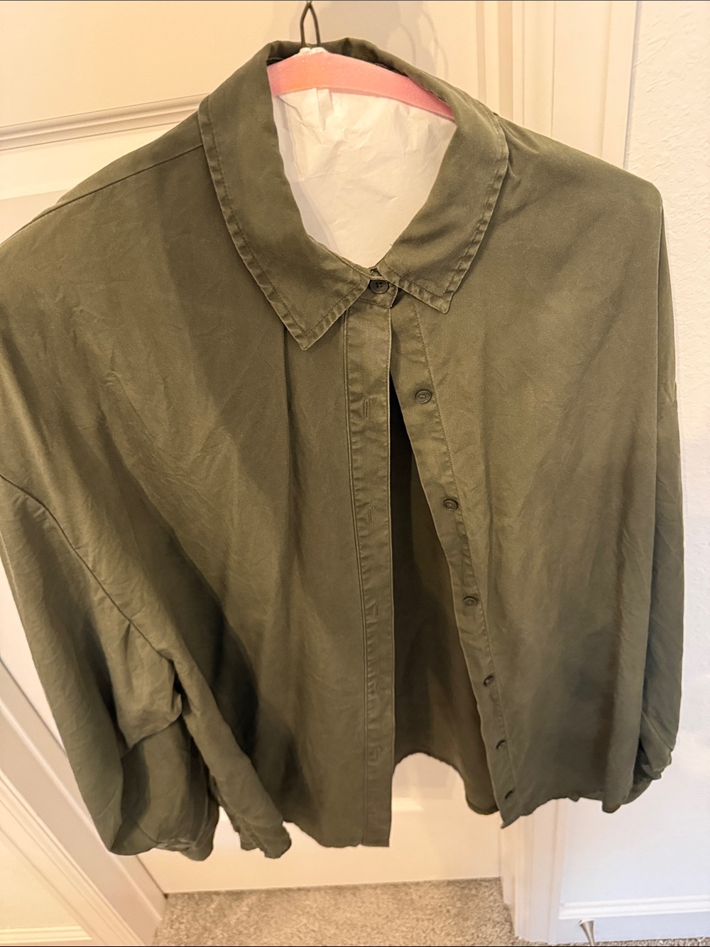 Express Olive Green Women's Button-Down Shirt